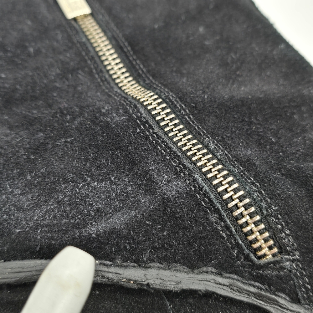 Michael Kors Y2K Black Suede Platform Boots 7M Chunky Heel Square Indie Grunge - Picture 12 of 15